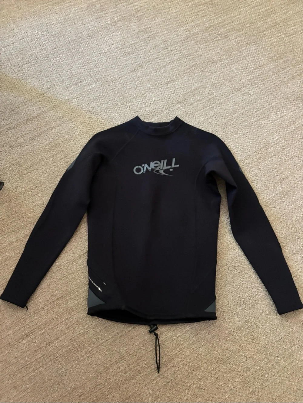 O'Neill Men's Black Long-Sleeve Rash Guard with Subtle Gray Logo